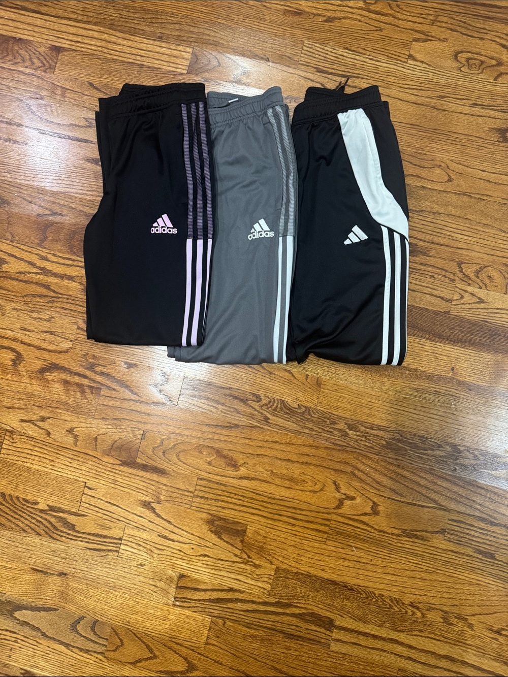 adidas Kids Trio Joggers - Black, Gray & Light Pink Accents size:13-14y